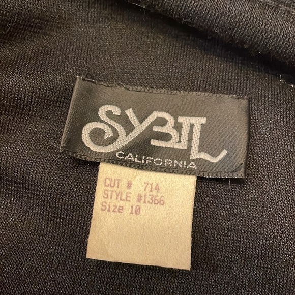 Vintage Sybil California Wool Blend 10 Long Sleeve Dress Stripe Black Cardigan - Picture 7 of 8